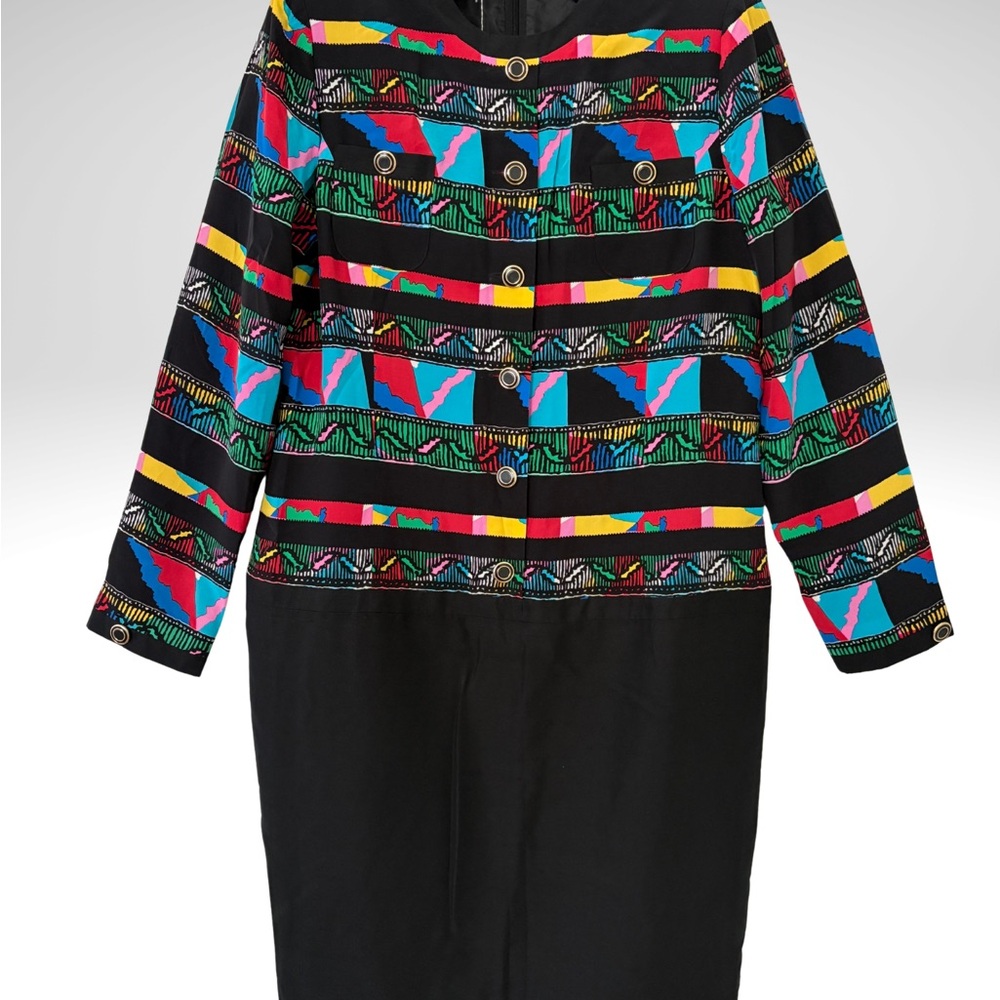 Colorful Patterned Long Sleeve Dress